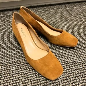 Talbots Women's Camel Brown Suede Leather Pumps Gold Accent Size 10.5